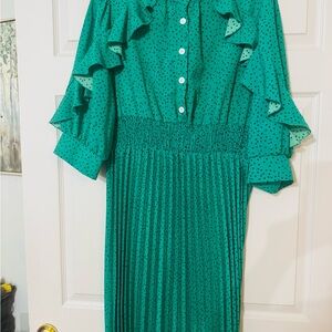 SHEIN Green Polka Dot Dress